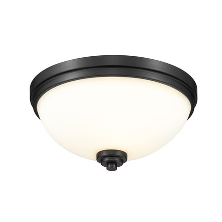 Z-Lite Ashton 3 Light Flush Mount, Matte Black & Matte Opal 443F3-MB